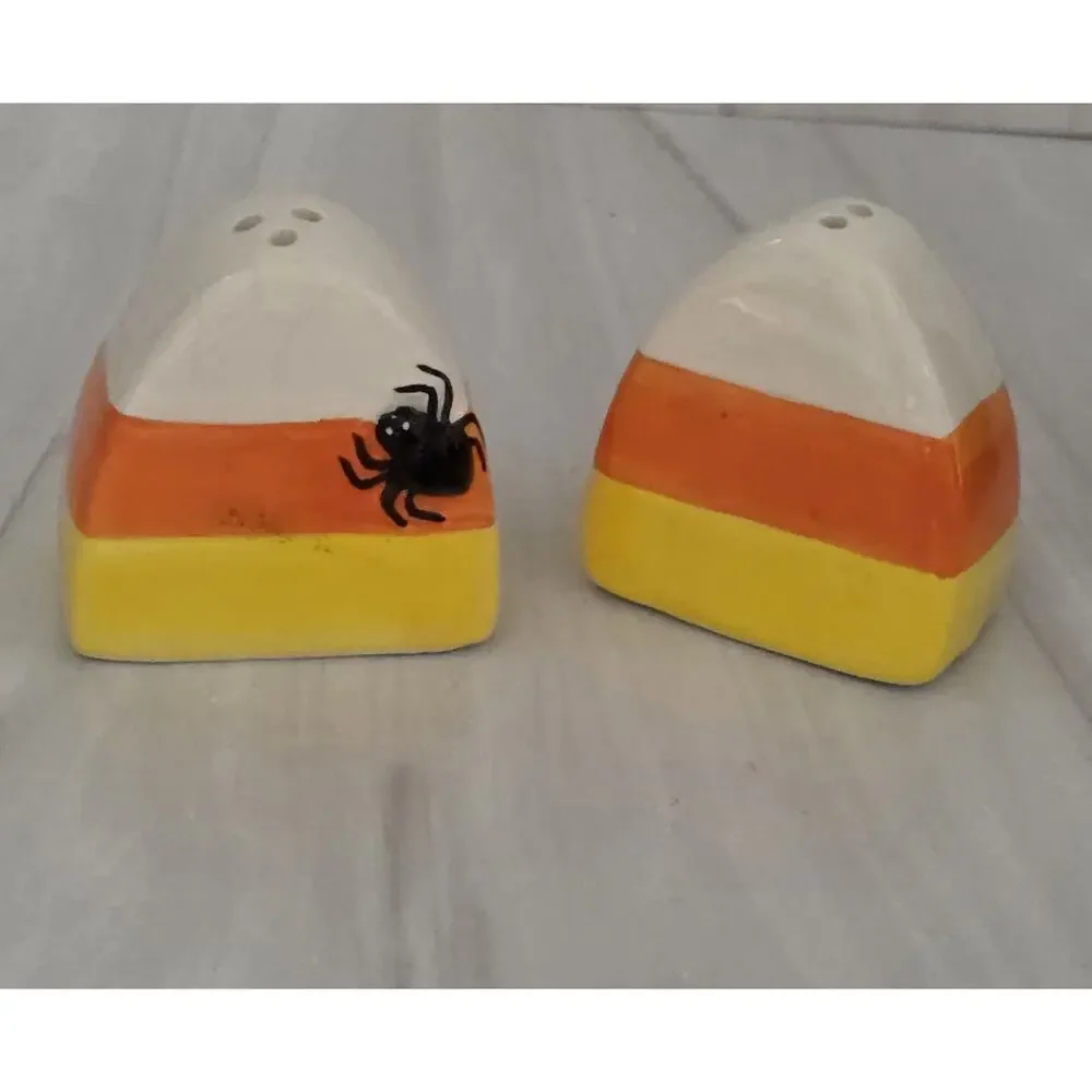 Candy Corn Spider Halloween Salt & Pepper Shakers